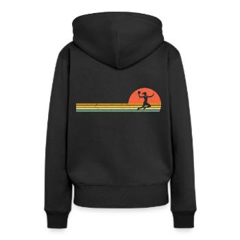 Joueur de Handball Rétro Joueur de Handball Vintage - Sweat à capuche Premium bio Femme - noir - Dos - Julia (174cm)
