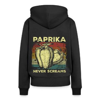 Veganer Paprika - Frauen Premium Bio Hoodie - Schwarz - Hinten - Julia (174cm)