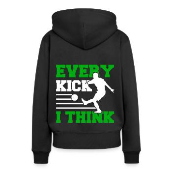 Every Kick I think - Footgolf Soccergolf Football - Sweat à capuche Premium bio Femme - noir - Dos - Julia (174cm)