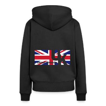 Drapeau anglais drapeau cadeau anglais - Sweat à capuche Premium bio Femme - noir - Dos - Julia (174cm)
