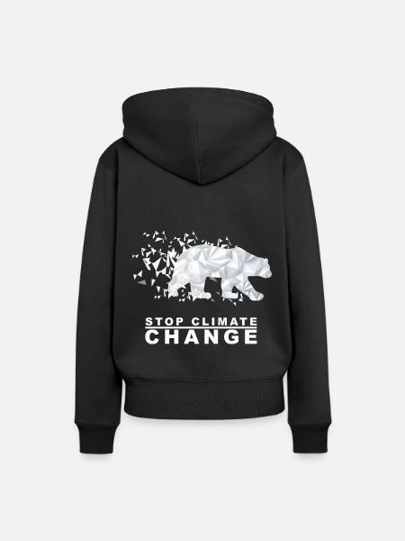 Stop Climate Change Eisbär - Frauen Premium Bio Hoodie - Schwarz