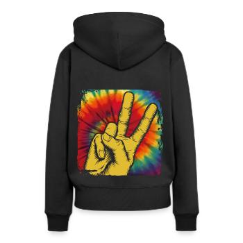Peace Hippie Festival - Frauen Premium Bio Hoodie - Schwarz - Hinten - Julia (174cm)