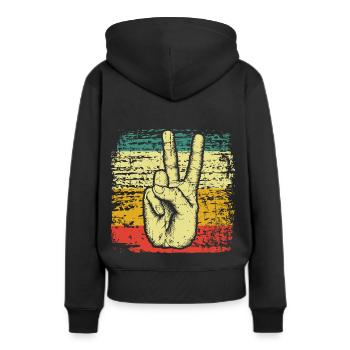 Frieden Friedensbewegung Peace - Frauen Premium Bio Hoodie - Schwarz - Hinten - Julia (174cm)
