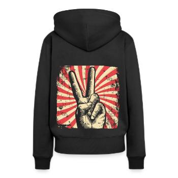 Peace Friedensbewegung - Frauen Premium Bio Hoodie - Schwarz - Hinten - Julia (174cm)