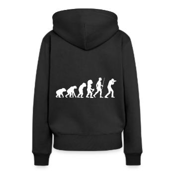 Caméra photographe évolution évolution de l’âge de pierre - Sweat à capuche Premium bio Femme - noir - Dos - Julia (174cm)