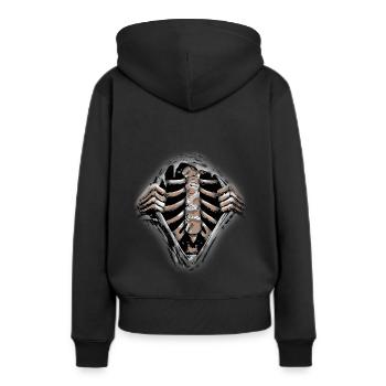 Squelette - Sweat à capuche Premium bio Femme - noir - Dos - Julia (174cm)
