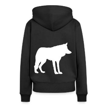 wolf Wolf Rudel Wolfsrudel - Frauen Premium Bio Hoodie - Schwarz - Hinten - Julia (174cm)