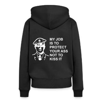 Protégez-vous pas embrasser le cul - Police, policier - Sweat à capuche Premium bio Femme - noir - Dos - Julia (174cm)