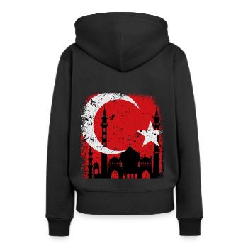 Turquie - Sweat à capuche Premium bio Femme - noir - Dos - Julia (174cm)