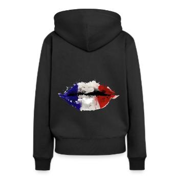 Frankreich Lippen - Frauen Premium Bio Hoodie - Schwarz - Hinten - Julia (174cm)