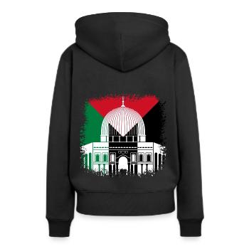 Mosquée palestinienne - Sweat à capuche Premium bio Femme - noir - Dos - Julia (174cm)