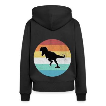 T-Rex - Frauen Premium Bio Hoodie - Schwarz - Hinten - Julia (174cm)