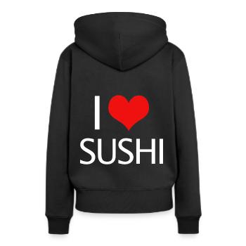 sushi - Sweat à capuche Premium bio Femme - noir - Dos - Julia (174cm)