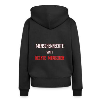 Menschenrechte | Gegen Nazis Antifa Geschenkidee - Frauen Premium Bio Hoodie - Schwarz - Hinten - Julia (174cm)