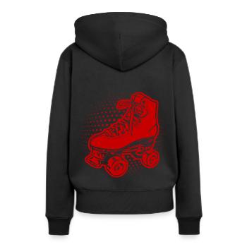 Rollschuhe - Frauen Premium Bio Hoodie - Schwarz - Hinten - Julia (174cm)