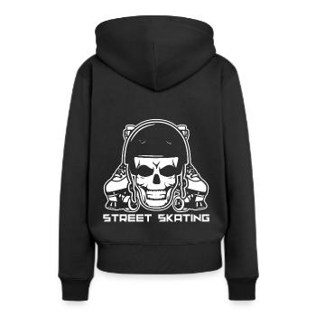 Rollschuhe - Frauen Premium Bio Hoodie - Schwarz - Hinten - Julia (174cm)