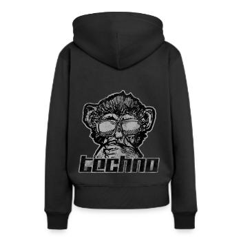 Musique techno - Sweat à capuche Premium bio Femme - noir - Dos - Julia (174cm)