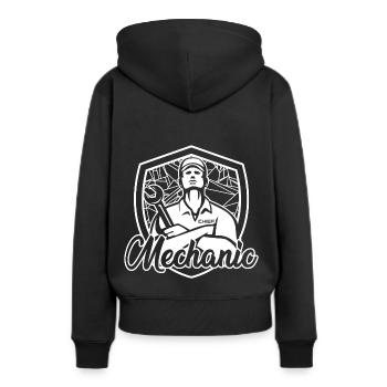 Mechaniker - Frauen Premium Bio Hoodie - Schwarz - Hinten - Julia (174cm)