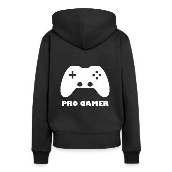 Progamer weiss - Frauen Premium Bio Hoodie - Schwarz - Hinten - Julia (174cm)