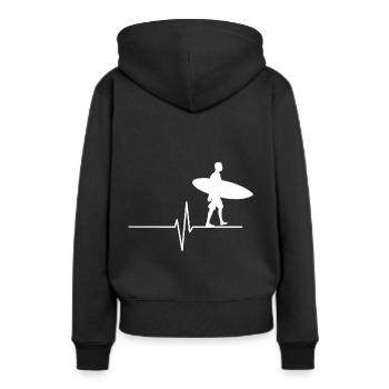surfeur - Sweat à capuche Premium bio Femme - noir - Dos - Julia (174cm)