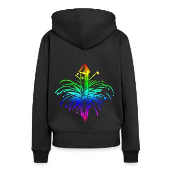 Silvester bunt Feuerwerk Rakete funkeln Himmel - Frauen Premium Bio Hoodie - Schwarz - Hinten - Julia (174cm)