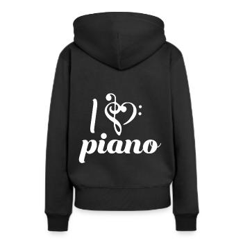 Klavier - Frauen Premium Bio Hoodie - Schwarz - Hinten - Julia (174cm)