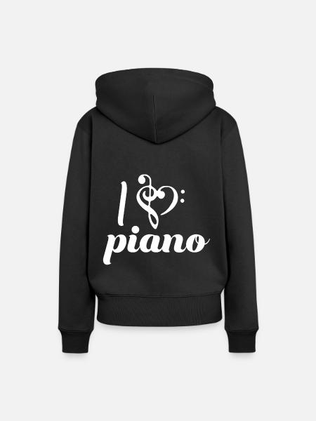 Klavier - Frauen Premium Bio Hoodie - Schwarz