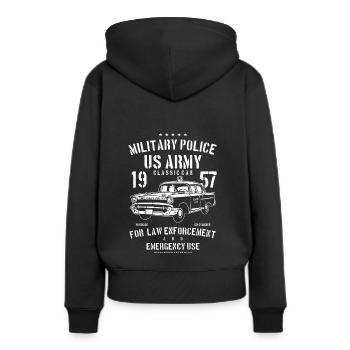 US Army classic car - Frauen Premium Bio Hoodie - Schwarz - Hinten - Julia (174cm)