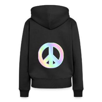 Hippie Musik | Peace Liebe 60er Jahre | Geschenk - Frauen Premium Bio Hoodie - Schwarz - Hinten - Julia (174cm)
