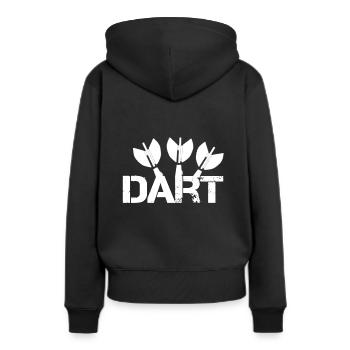 Dartpfeil - Frauen Premium Bio Hoodie - Schwarz - Hinten - Julia (174cm)