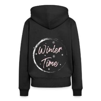 Heure d'hiver - Sweat à capuche Premium bio Femme - noir - Dos - Julia (174cm)