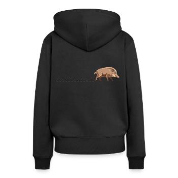 Traces de sanglier chasseur Traces de sanglier - Sweat à capuche Premium bio Femme - noir - Dos - Julia (174cm)