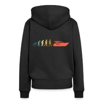 Retro Boat Evolution Bateau à moteur Développement Capitaine - Sweat à capuche Premium bio Femme - noir - Dos - Julia (174cm)