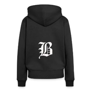 Initiale B - Sweat à capuche Premium bio Femme - noir - Dos - Julia (174cm)