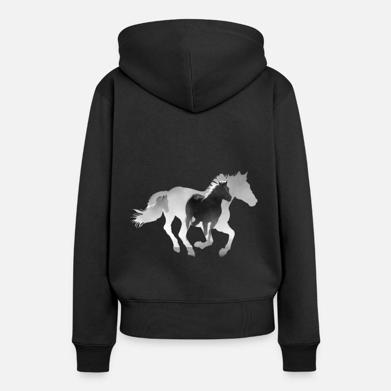 Cheval au galop - Sweat à capuche Premium bio Femme - noir