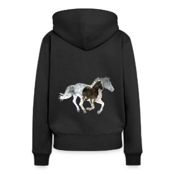 Cheval au galop - Sweat à capuche Premium bio Femme - noir - Dos - Julia (174cm)