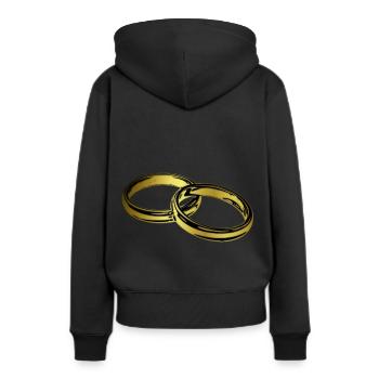 Anneaux de fiançailles de mariage - Sweat à capuche Premium bio Femme - noir - Dos - Julia (174cm)