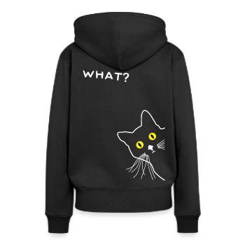 Chat curieux - Sweat à capuche Premium bio Femme - noir - Dos - Julia (174cm)