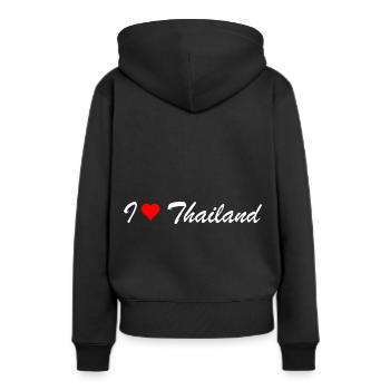 Thaïlande - Sweat à capuche Premium bio Femme - noir - Dos - Julia (174cm)