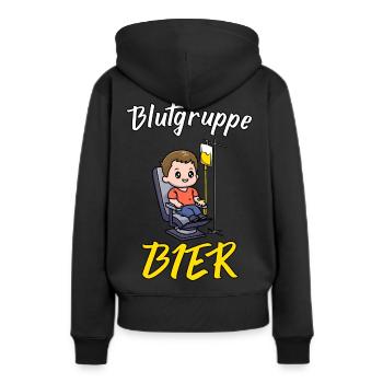 Blutgruppe Bier - Frauen Premium Bio Hoodie - Schwarz - Hinten - Julia (174cm)