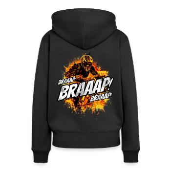 Thème moto - Braaap! - Sweat à capuche Premium bio Femme - noir - Dos - Julia (174cm)