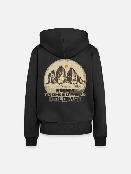 Dolomiti Tre Cime di Lavaredo Escursioni - Felpa con cappuccio ecologica premium da donna - nero