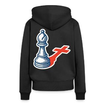 joueur d’échecs drôle évêque ombre design - Sweat à capuche Premium bio Femme - noir - Dos - Julia (174cm)