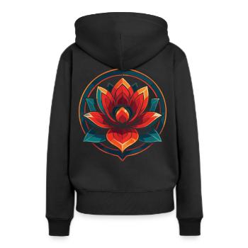 Lotusblume Achtsamkeit Affirmation - Frauen Premium Bio Hoodie - Schwarz - Hinten - Julia (174cm)
