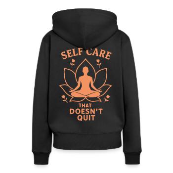 Selbstfürsorge Achtsamkeit und Meditation - Frauen Premium Bio Hoodie - Schwarz - Hinten - Julia (174cm)