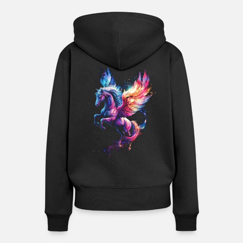 Pégase - Sweat à capuche Premium bio Femme - noir