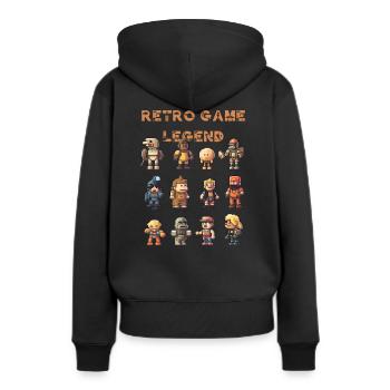 Légendes du jeu rétro - Sweat à capuche Premium bio Femme - noir - Dos - Julia (174cm)