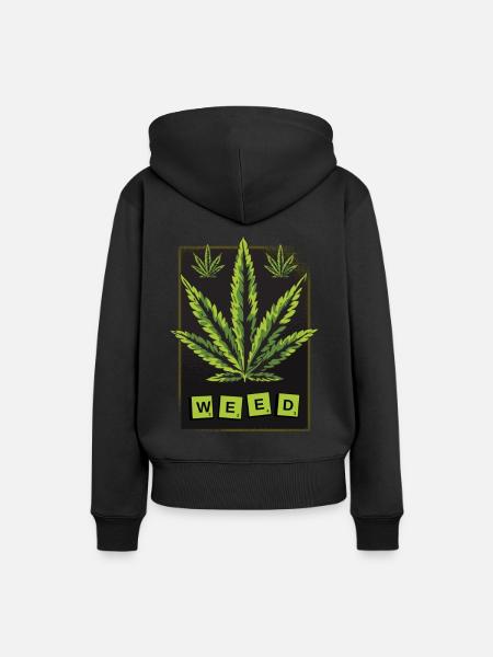 Weed Cannabisblatt - Frauen Premium Bio Hoodie - Schwarz