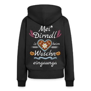 Dirndl Dirndlersatz lustiger Spruch - Frauen Premium Bio Hoodie - Schwarz - Hinten - Julia (174cm)
