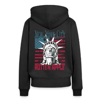 Steampunk NY City verdorbener Apfel USA US Flag - Frauen Premium Bio Hoodie - Schwarz - Hinten - Julia (174cm)